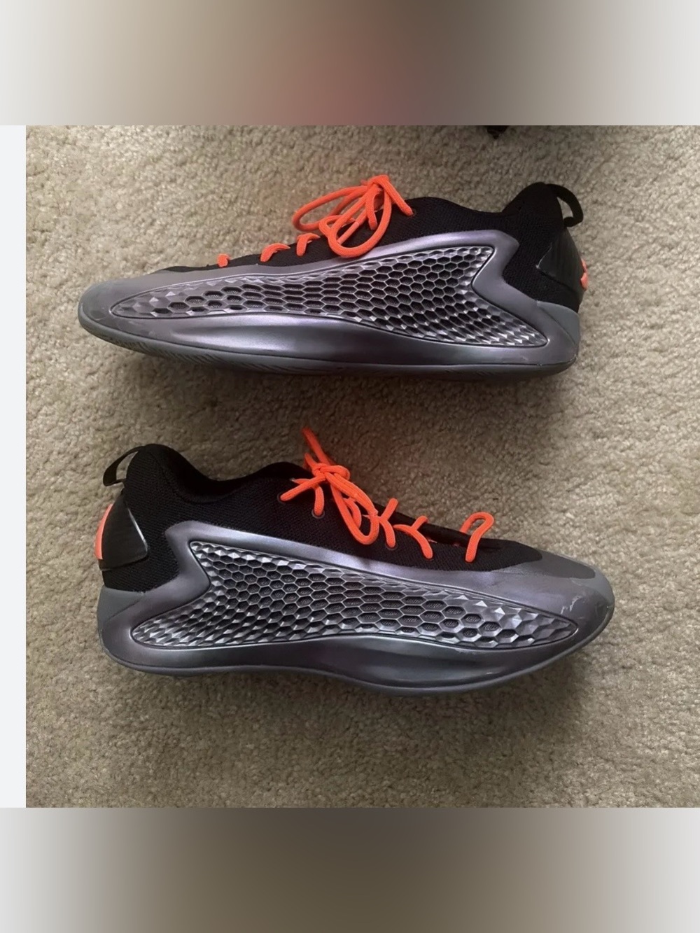 adidas UNISEX Black & Silver Athletic Sneakers with Orange Laces